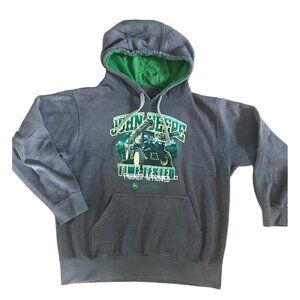 John Deere Sweatshirt Tractor Graphic Hooded Sz Large Time Tested Farmer Approve